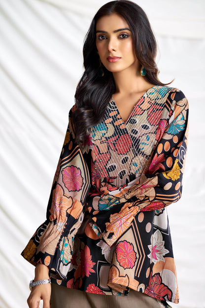 Ojasvi Red & Black Chanderi Co-Ord Set for Women – Festive Ethnic Wear, Modal Fabric