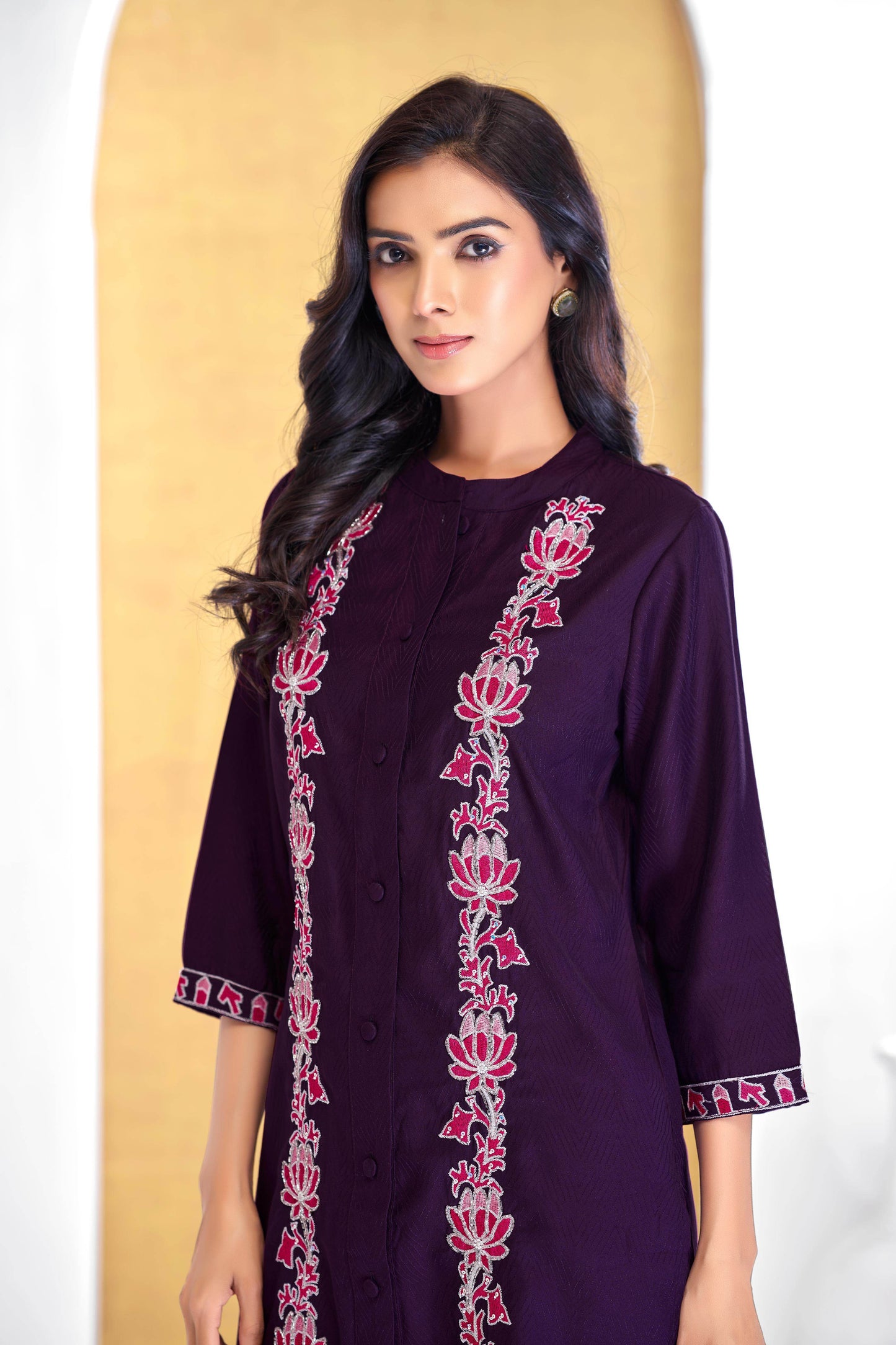 Deepti Olive & Purple Modal Chanderi Co-Ord Set for Women
