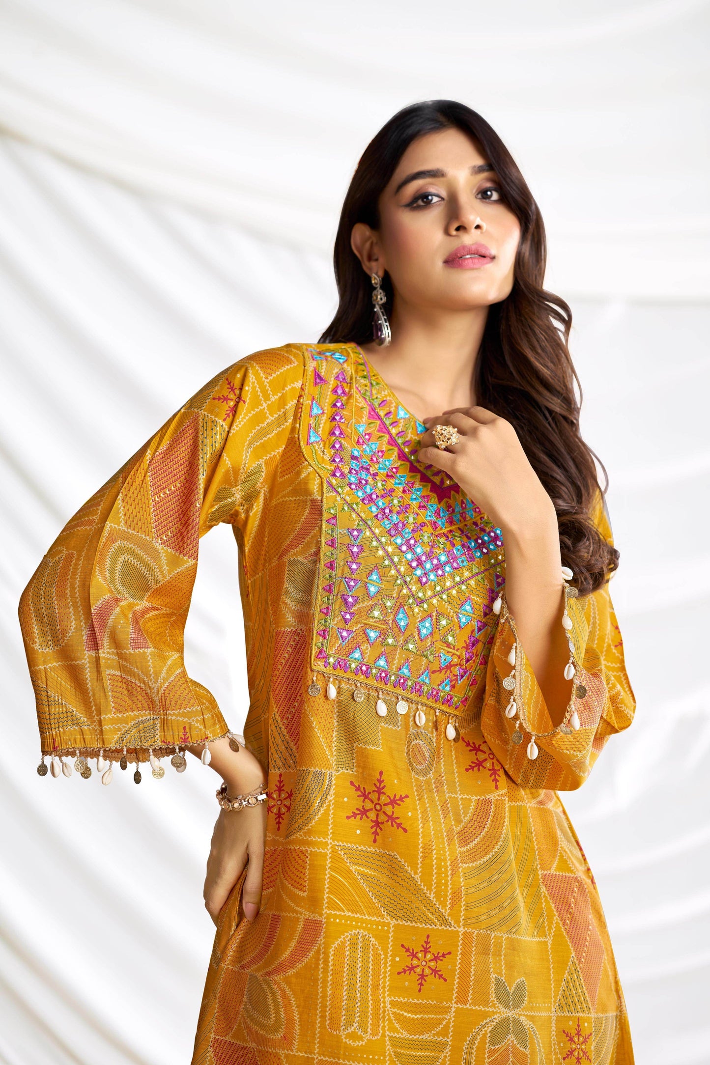 Ashka Chanderi Co-Ord Set in Fuschia & Mustard – Elegant Ethnic Wear, Lightweight & Stylish