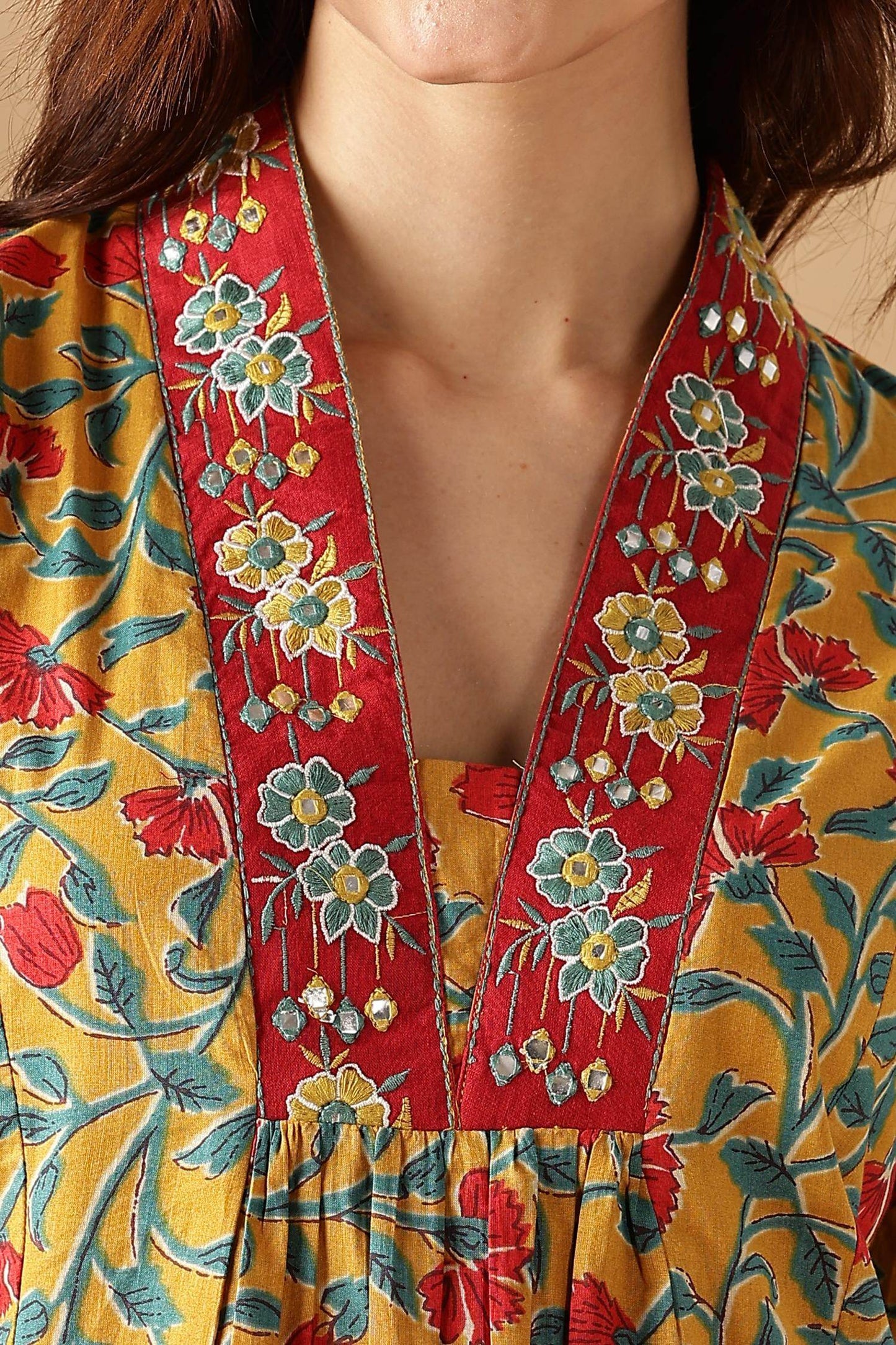 Anupriya Cotton Kurta Set for Women | Blue & Mustard with Dupatta