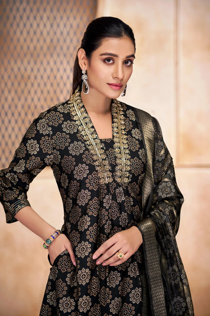 Rashmi Black & Blue Kurta Dupatta Set – Stylish Indian Ethnic Outfit - warehousetech13