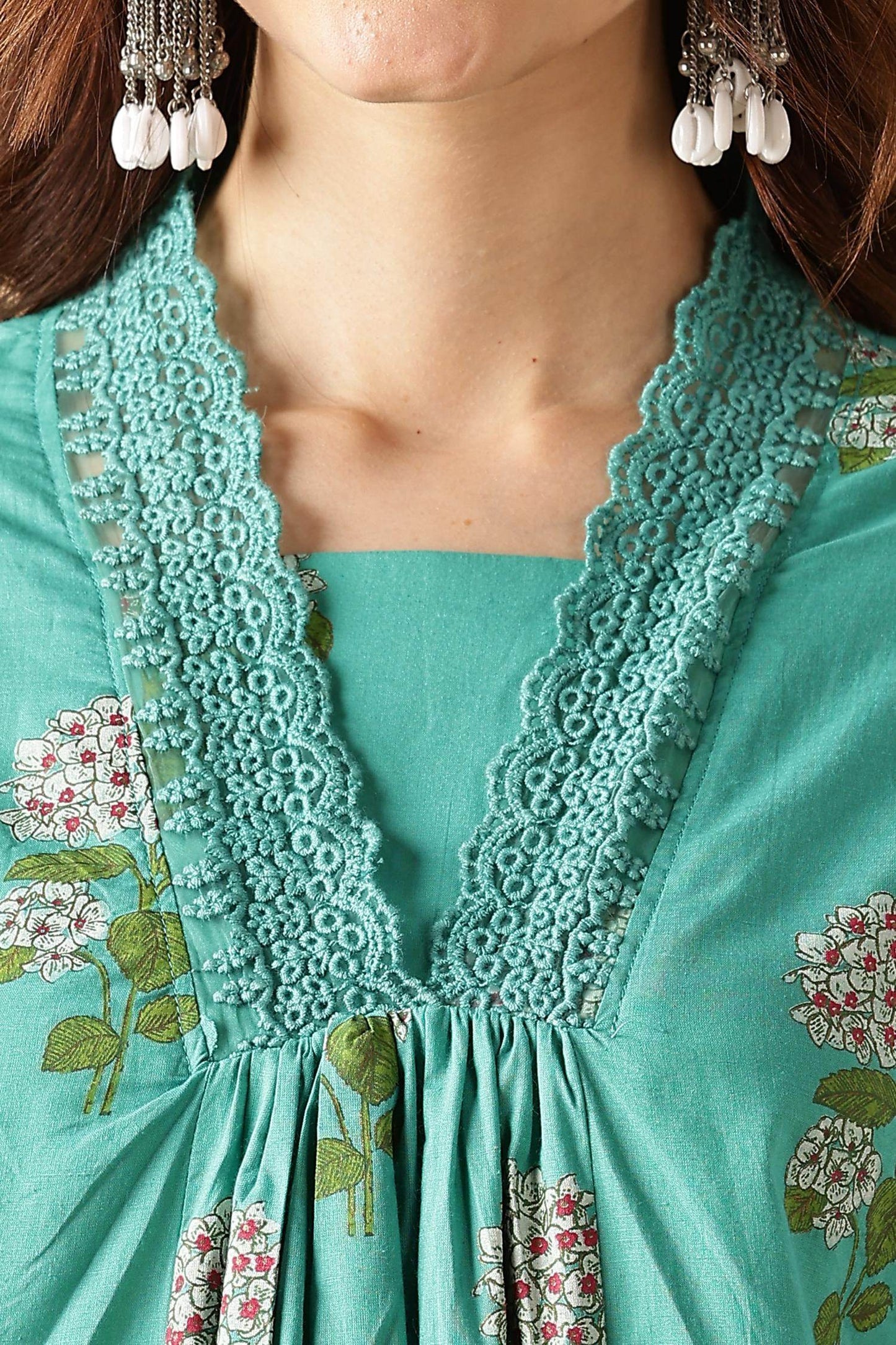 Karishma Cotton Green Kurta Set with Dupatta | Elegant Ethnic Wear for Women