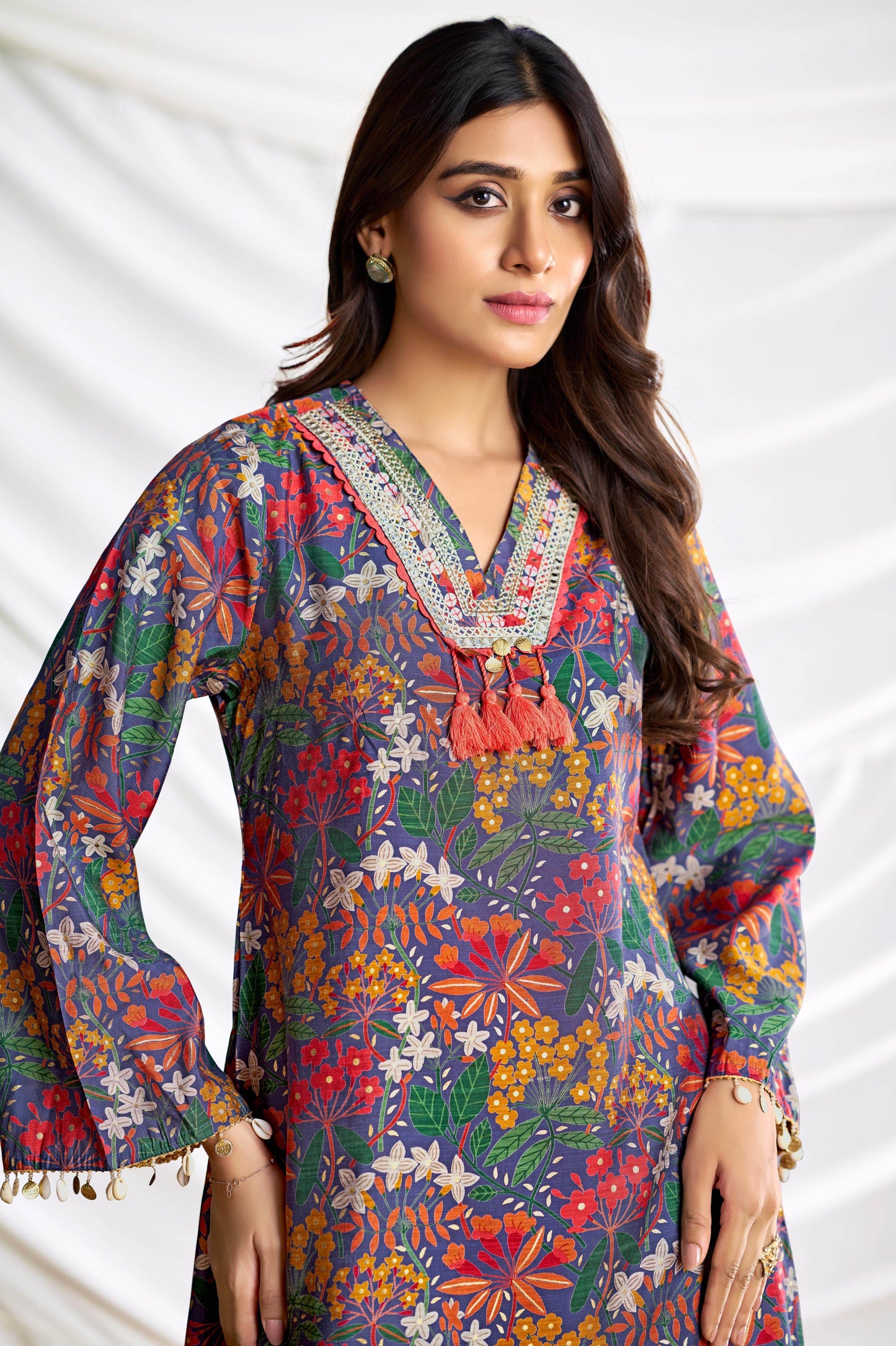 Dharvi Chanderi Fuschia & Blue Co-Ord Set - Elegant Ethnic Wear, Premium Chanderi Fabric