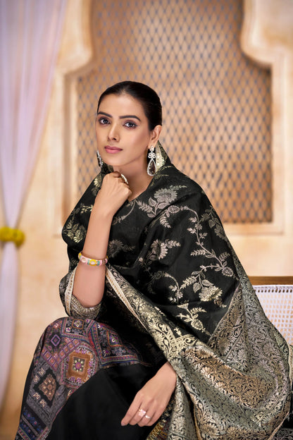 Rashmi Black Kurta and Dupatta Set - Traditional Indian Wear for Women - warehousetech13