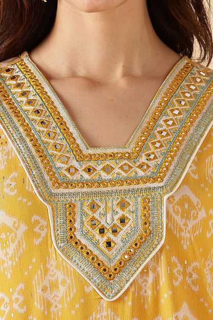 BulBul Sagarika Printed Yellow & Red Rayon Salwar Suit - Soft Breathable Ethnic Wear for Women