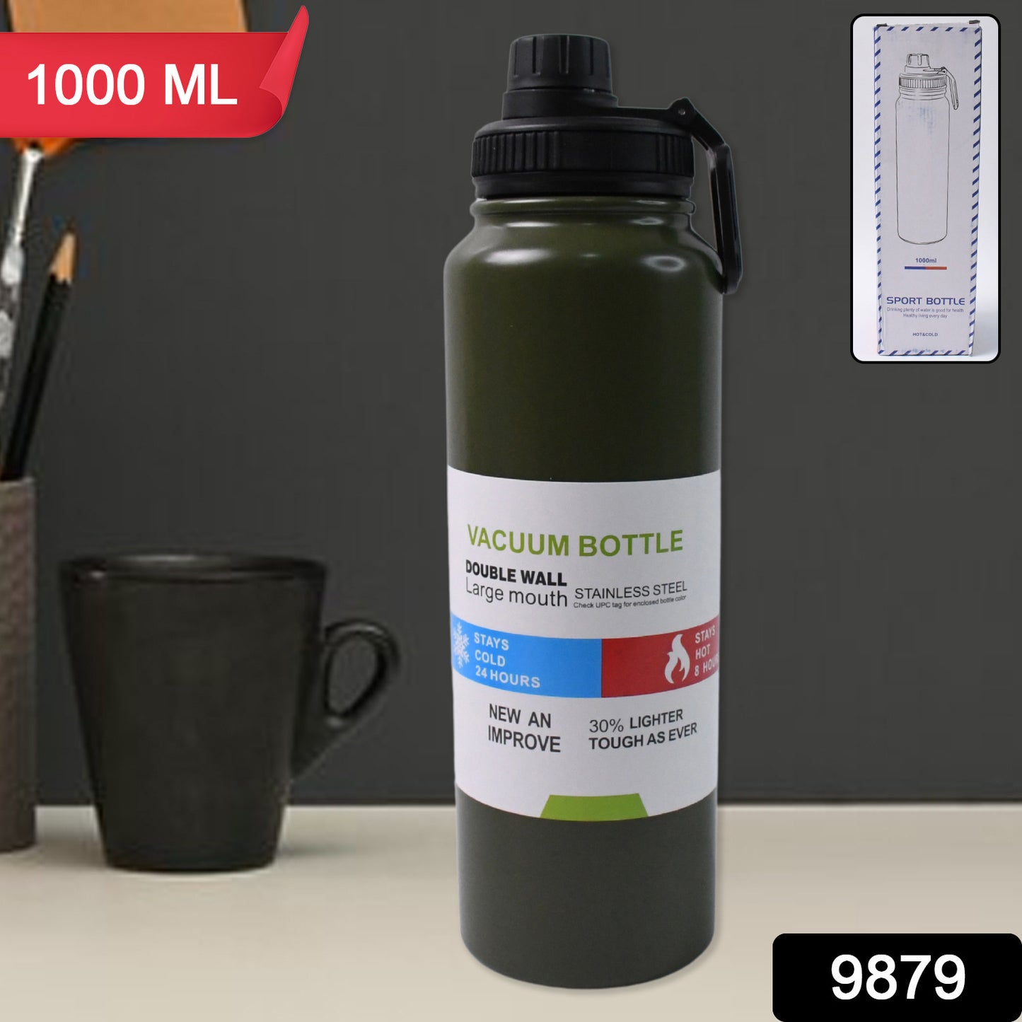 Stainless Steel Double Wall Vacuum-insulated Drink Water Bottle (1000 Ml Mix Color) - warehousetech13