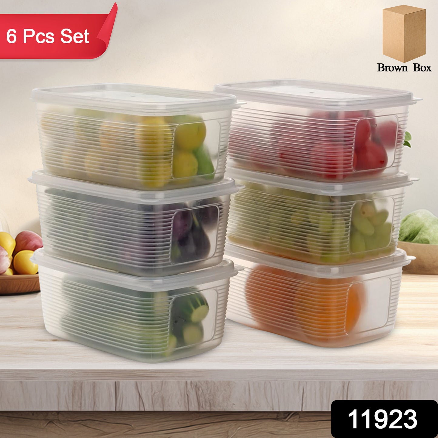 6 Pcs Multipurpose Plastic Food Storage Container Set - warehousetech13