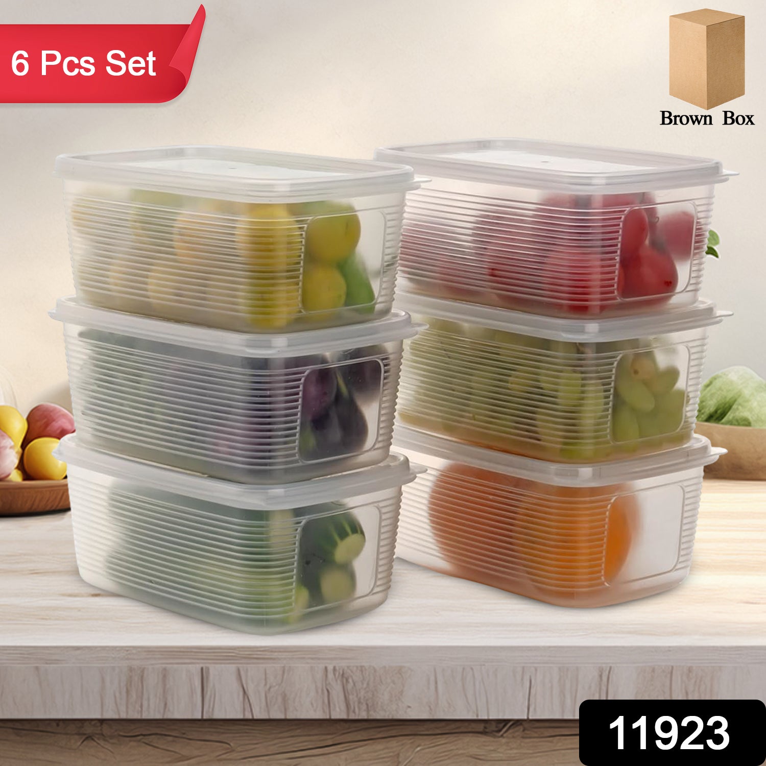 6 Pcs Multipurpose Plastic Food Storage Container Set - warehousetech13