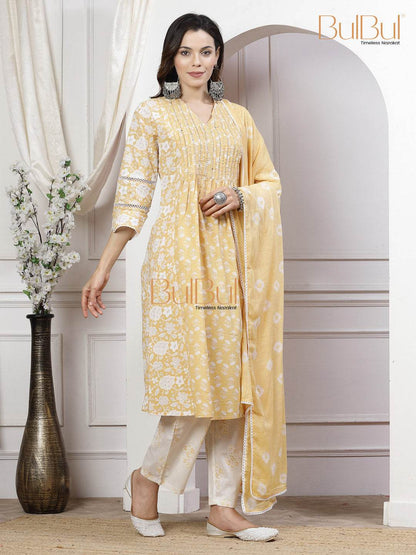 Sia Off White Cotton Kurta Set with Dupatta | Elegant Ethnic Wear for Women