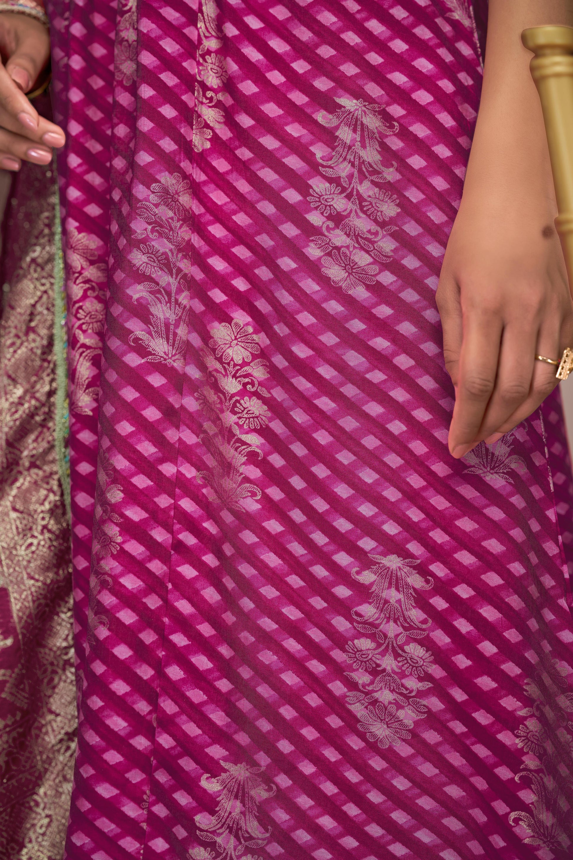 Rashmi Fuschia & Green Kurta Set with Dupatta - Elegant Modal Chanderi Ethnic Wear - warehousetech13