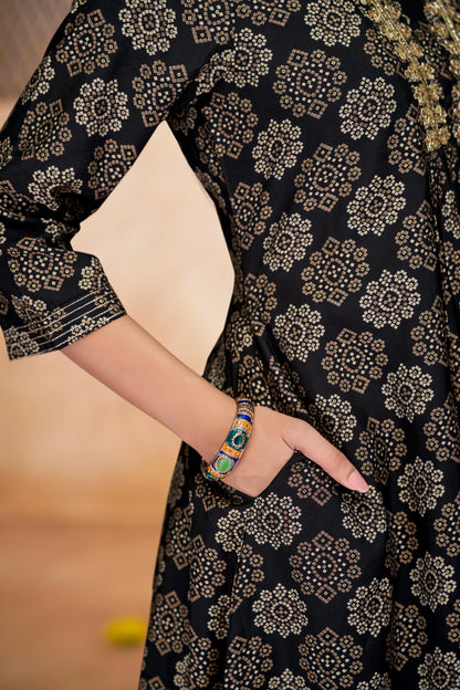 Rashmi Black & Blue Kurta Dupatta Set – Stylish Indian Ethnic Outfit - warehousetech13