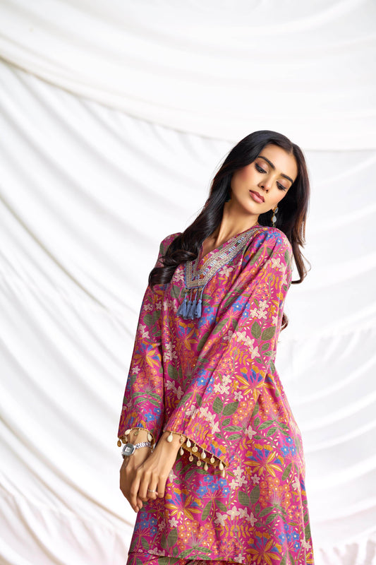 Dharvi Chanderi Fuschia & Blue Co-Ord Set - Elegant Ethnic Wear, Premium Chanderi Fabric