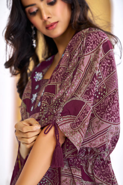 Elegant Hetal Black & Wine Modal Chanderi Co-Ord Set | Perfect for Formal & Semi-Formal Events