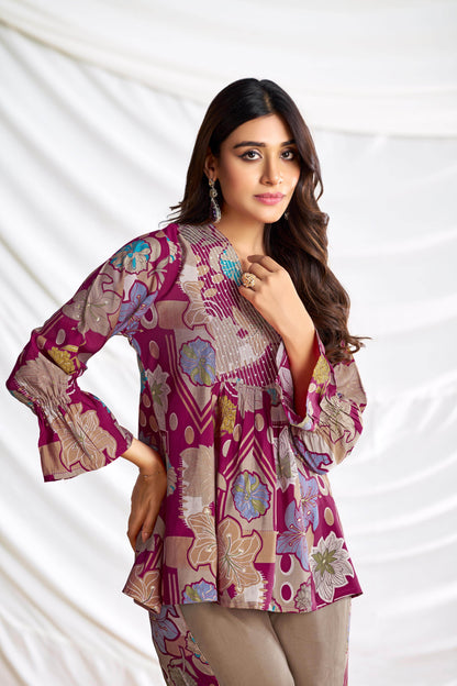 Ojasvi Red & Black Chanderi Co-Ord Set for Women – Festive Ethnic Wear, Modal Fabric