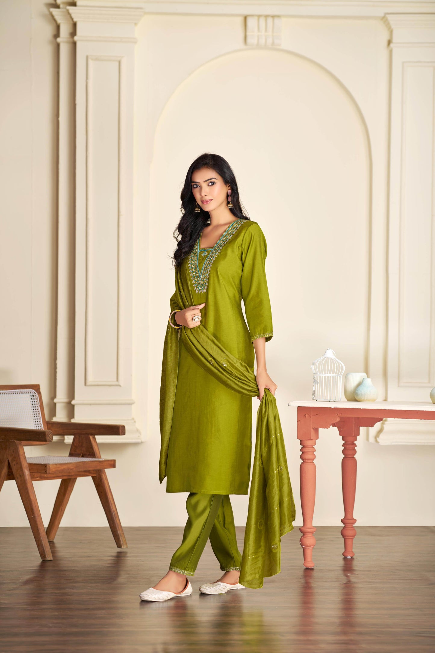 Tapasya Silk Purple and Green Kurta Set with Dupatta | Elegant Festive Wear for Women