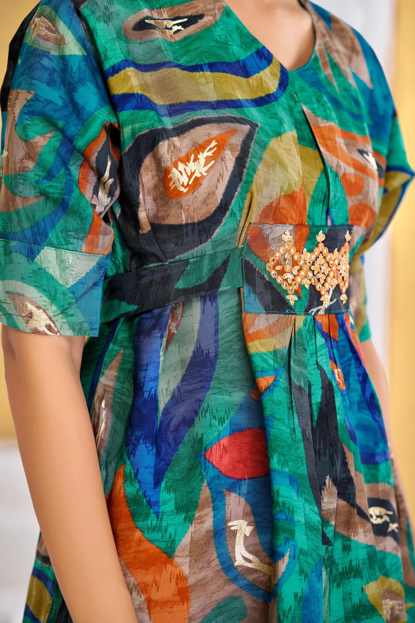 Kalki Green & Blue Modal Chanderi Women's Co-Ord Set – Elegant Ethnic Wear