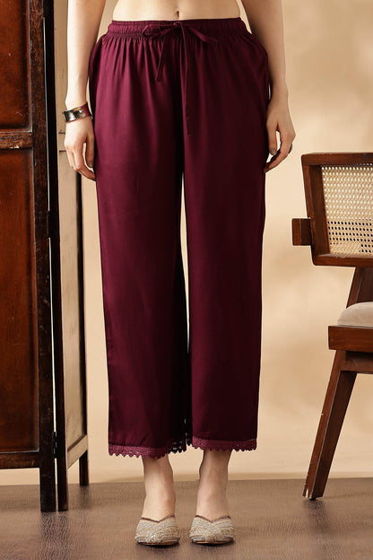 Stylish Anjali Rayon Kurta Set in Wine and Teal with Dupatta