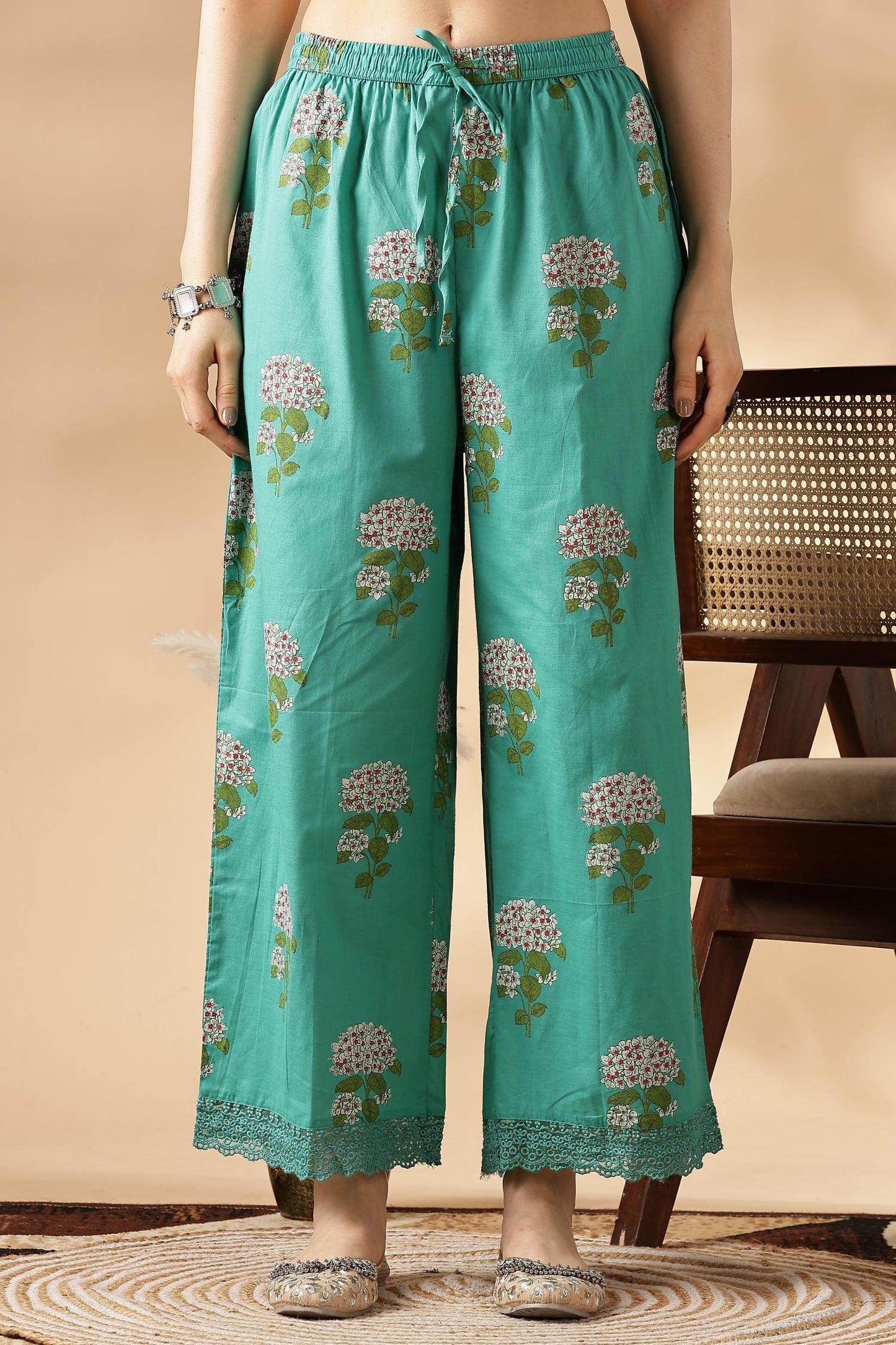 Karishma Cotton Green Kurta Set with Dupatta | Elegant Ethnic Wear for Women