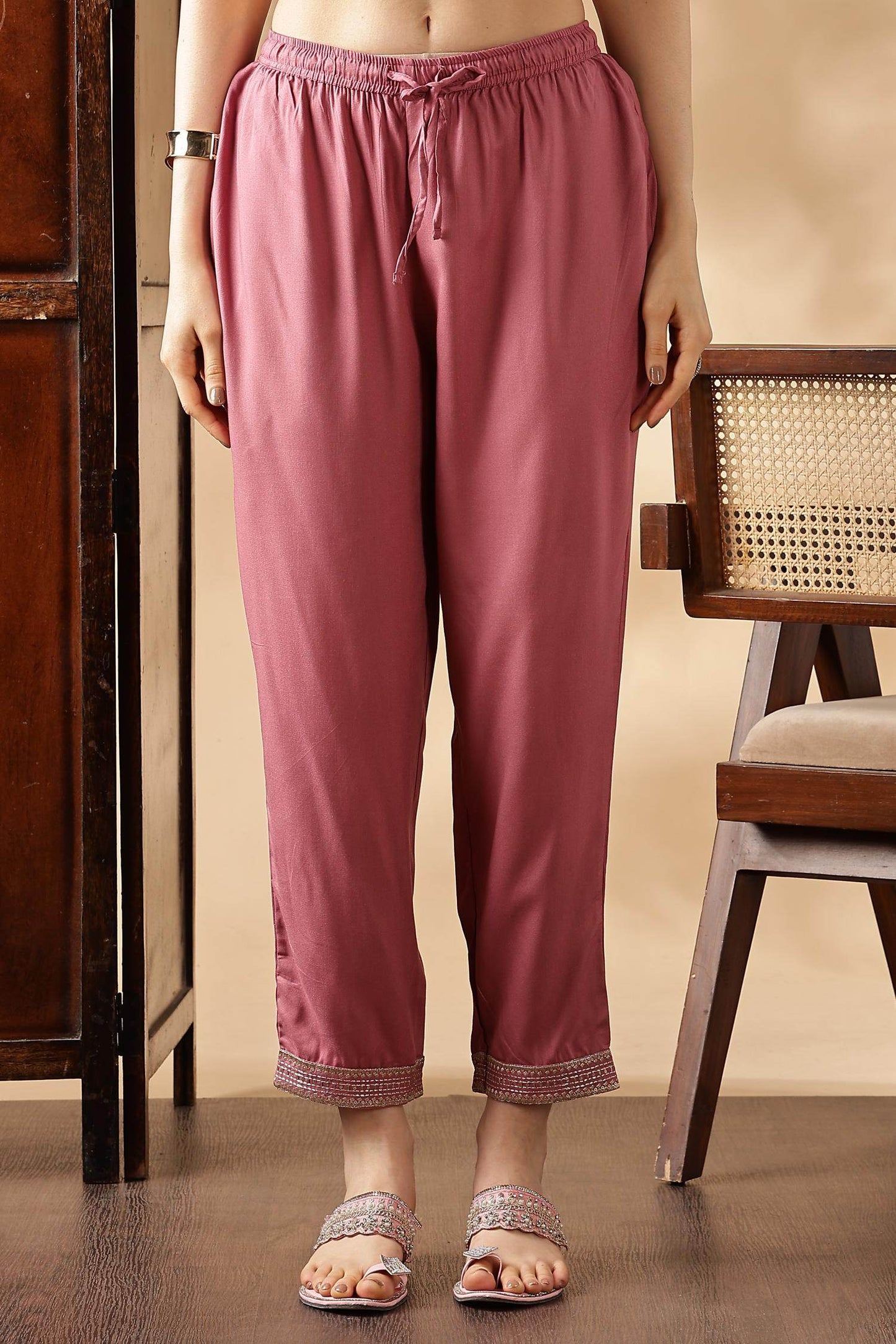 Designer Aafiya Green and Mauve Rayon Kurta with Dupatta Set