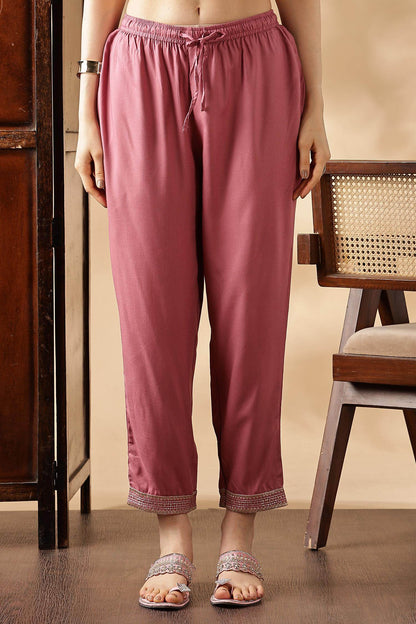 Designer Aafiya Green and Mauve Rayon Kurta with Dupatta Set