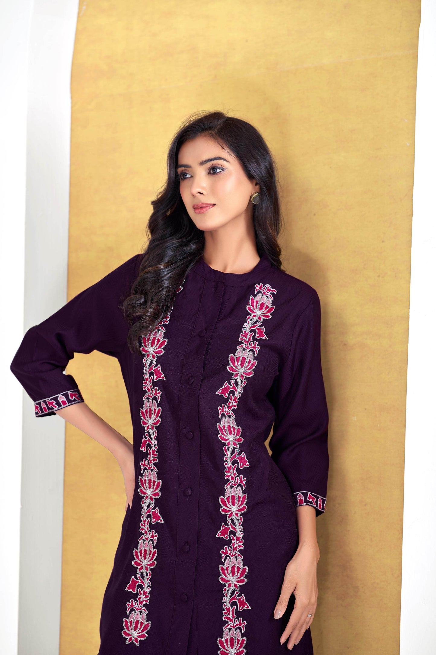 Deepti Olive & Purple Modal Chanderi Co-Ord Set for Women