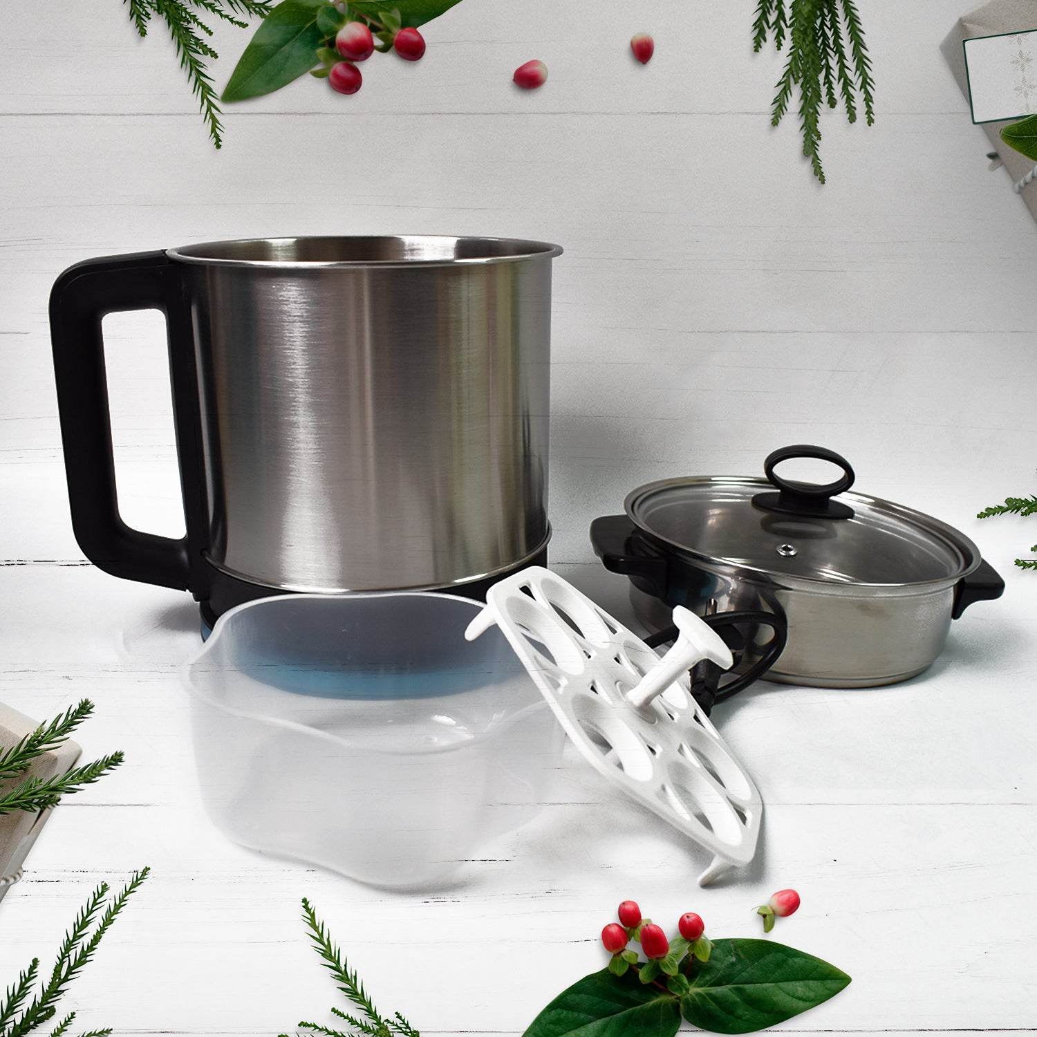 Soup Pot With Lid Stainless Steel Multi Cooker Kettle (800w 2.5 Ltr.) - warehousetech13
