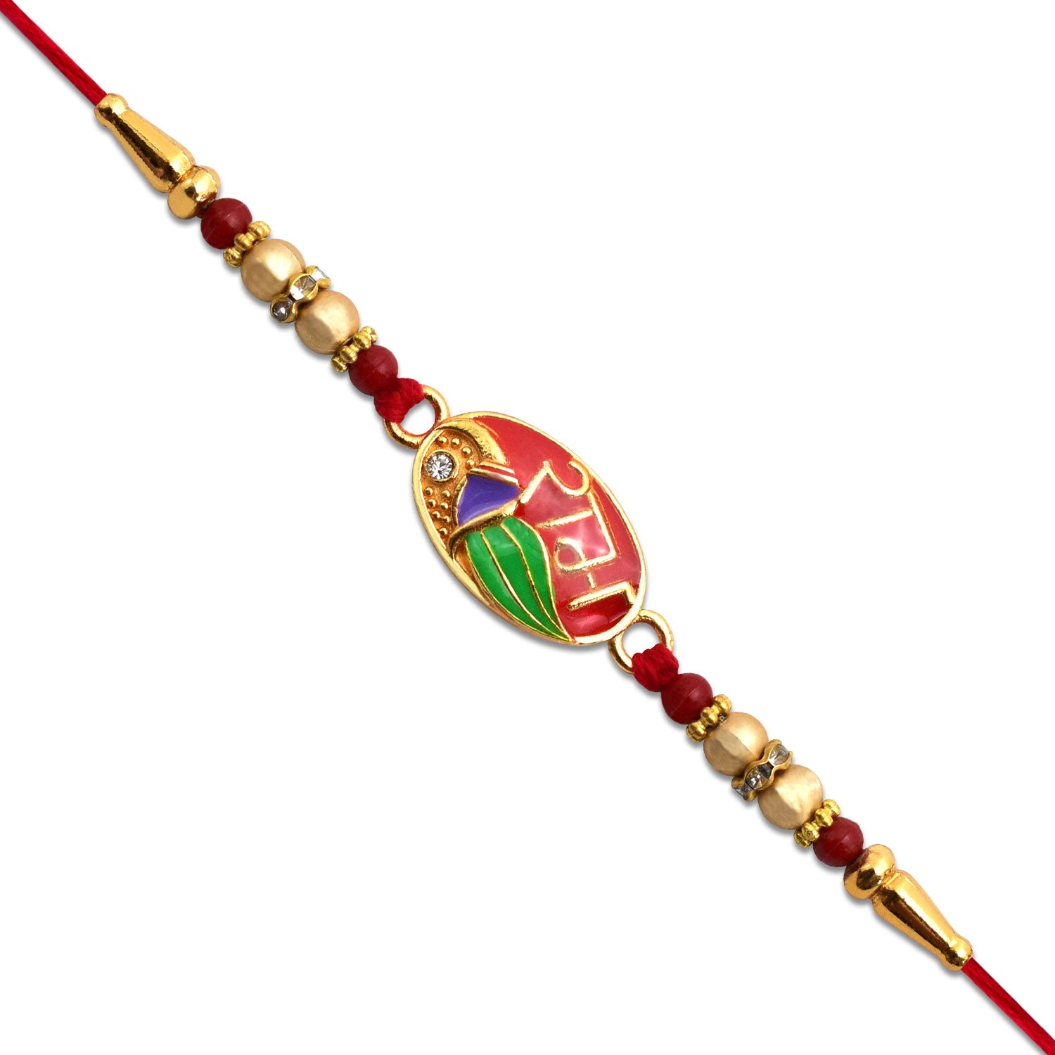 Ram Name Rakhi With Leaf Motif Enamel Design - warehousetech13