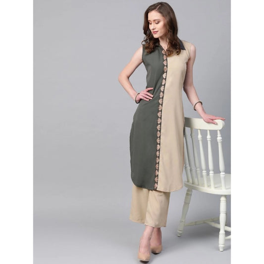 Women’s Casual Sleeveless Kurti with Palazzo Set (Grey) - warehousetech13