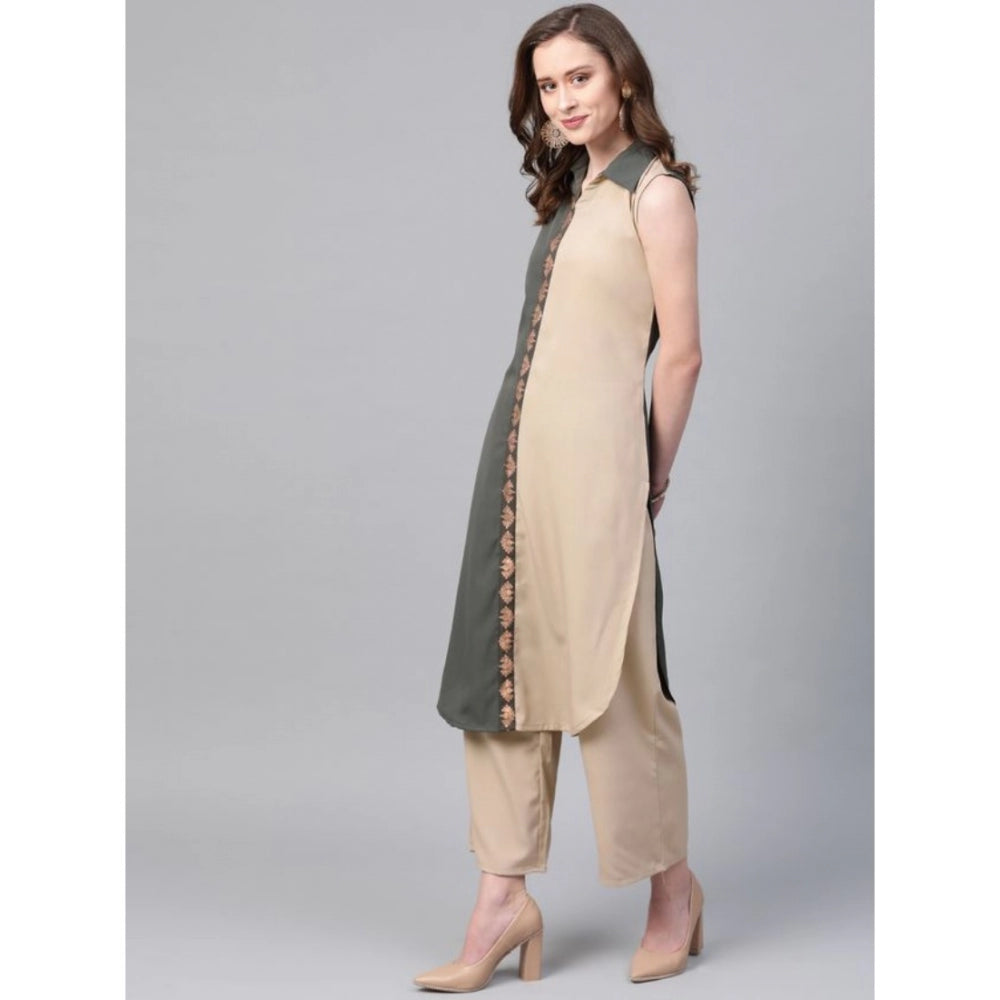 Women’s Casual Sleeveless Kurti with Palazzo Set (Grey) - warehousetech13