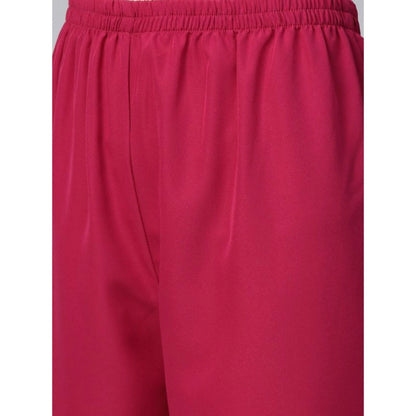 Women’s Casual Sleeveless Kurti with Palazzo Set (Pink) - warehousetech13