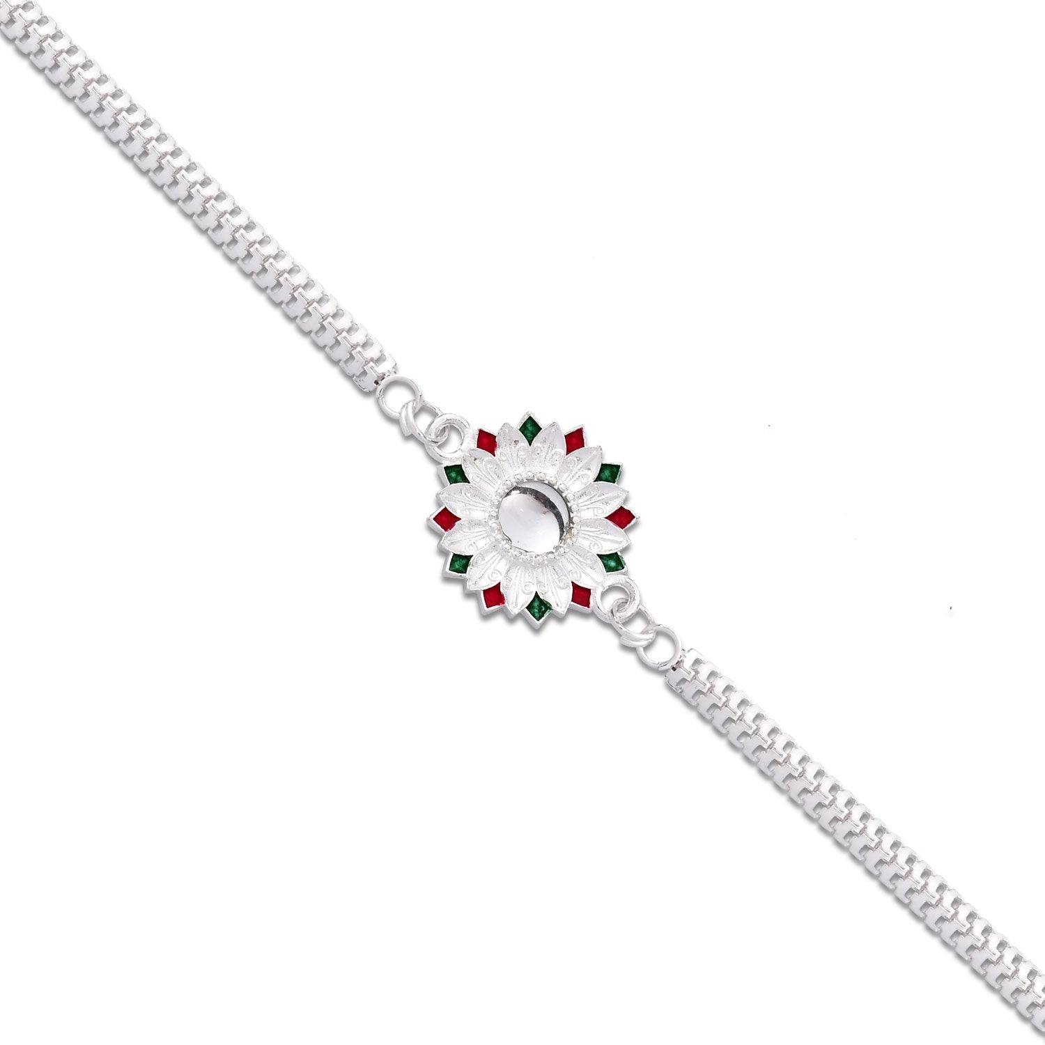 Sunflower Shape Rakhi With Silver Chain - warehousetech13
