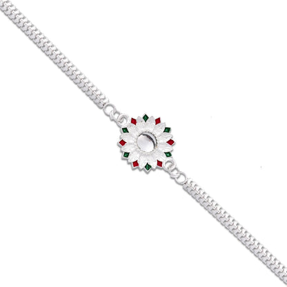 Sunflower Shape Rakhi With Silver Chain - warehousetech13