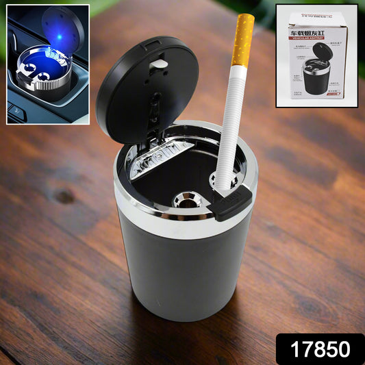 Portable Car Ashtray With Lid And Blue Led Light (1 Pc) - warehousetech13