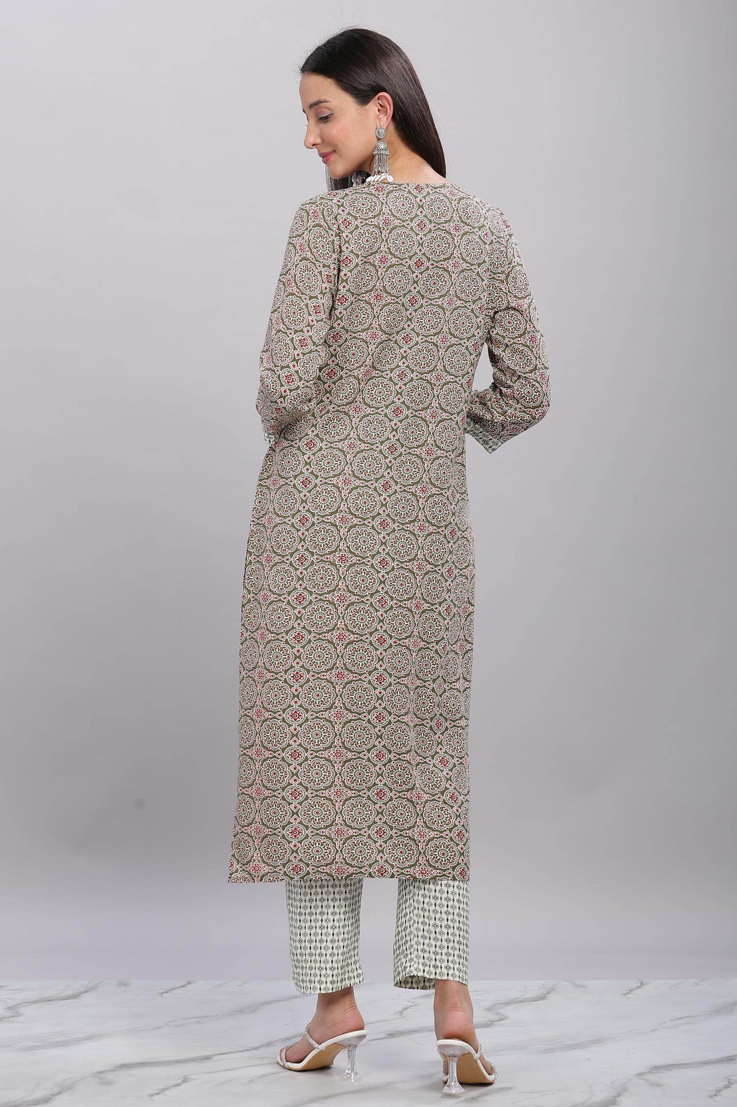 Firdous Olive Rayon Kurta Set with Dupatta | Comfortable Daily & Festive Wear