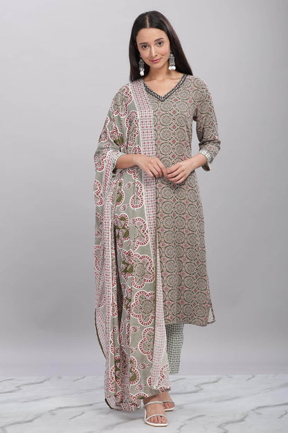 Firdous Olive Rayon Kurta Set with Dupatta | Comfortable Daily & Festive Wear