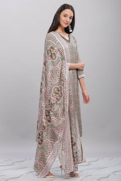 Firdous Olive Rayon Kurta Set with Dupatta | Comfortable Daily & Festive Wear