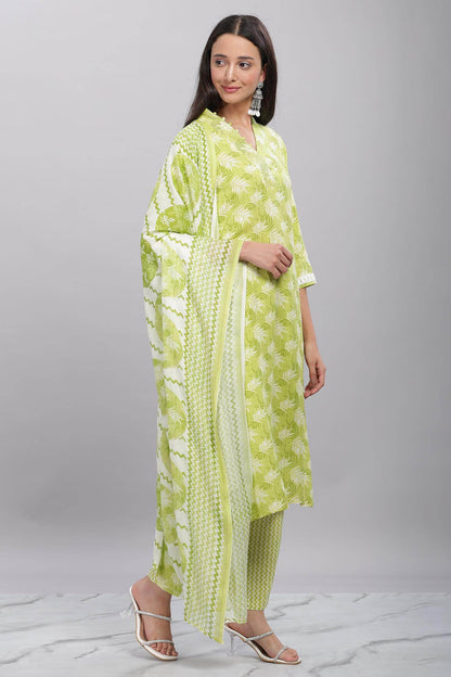Firdous Rayon Green Kurta Set with Dupatta – Elegant Ethnic Wear for Women