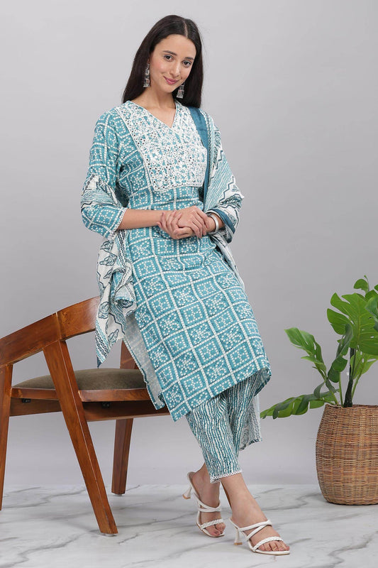 Firdous Blue Rayon Kurta Set with Dupatta for Women | Elegant Festive & Casual Wear Outfit