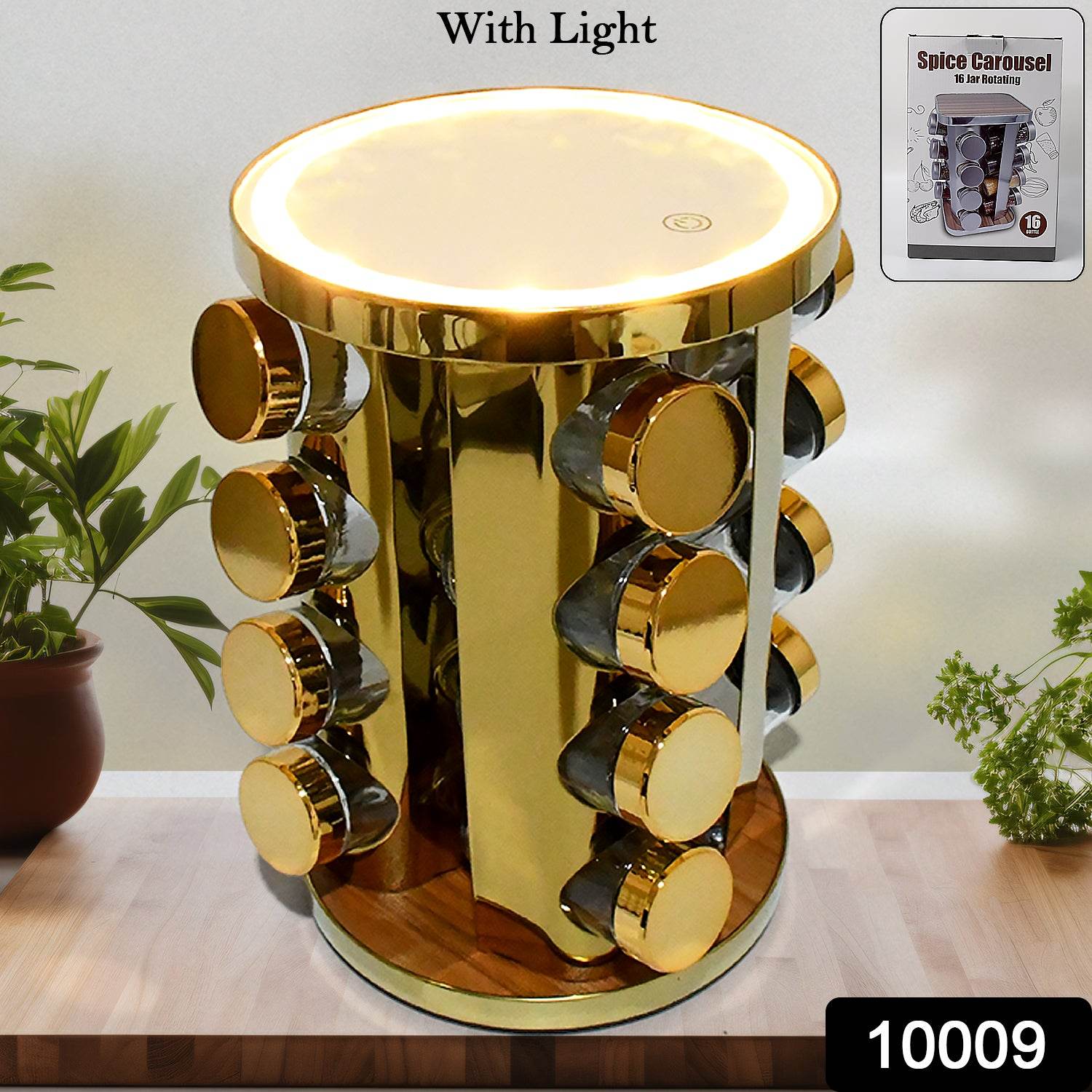 Led Spice Rack Organizer Rotating Spice Rack With Free 16 Seasoning Jars - warehousetech13