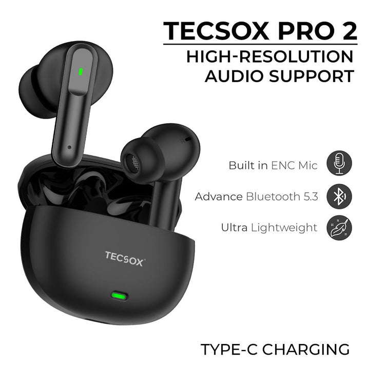 TecSox Pro 2 Wireless Earbud With Lightweight