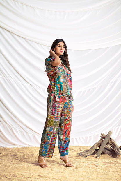 Kate Beige & Brown Chanderi Co-Ord Set - Elegant Modal Fabric Ethnic Wear