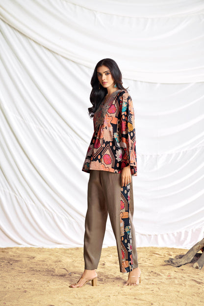 Ojasvi Red & Black Chanderi Co-Ord Set for Women – Festive Ethnic Wear, Modal Fabric