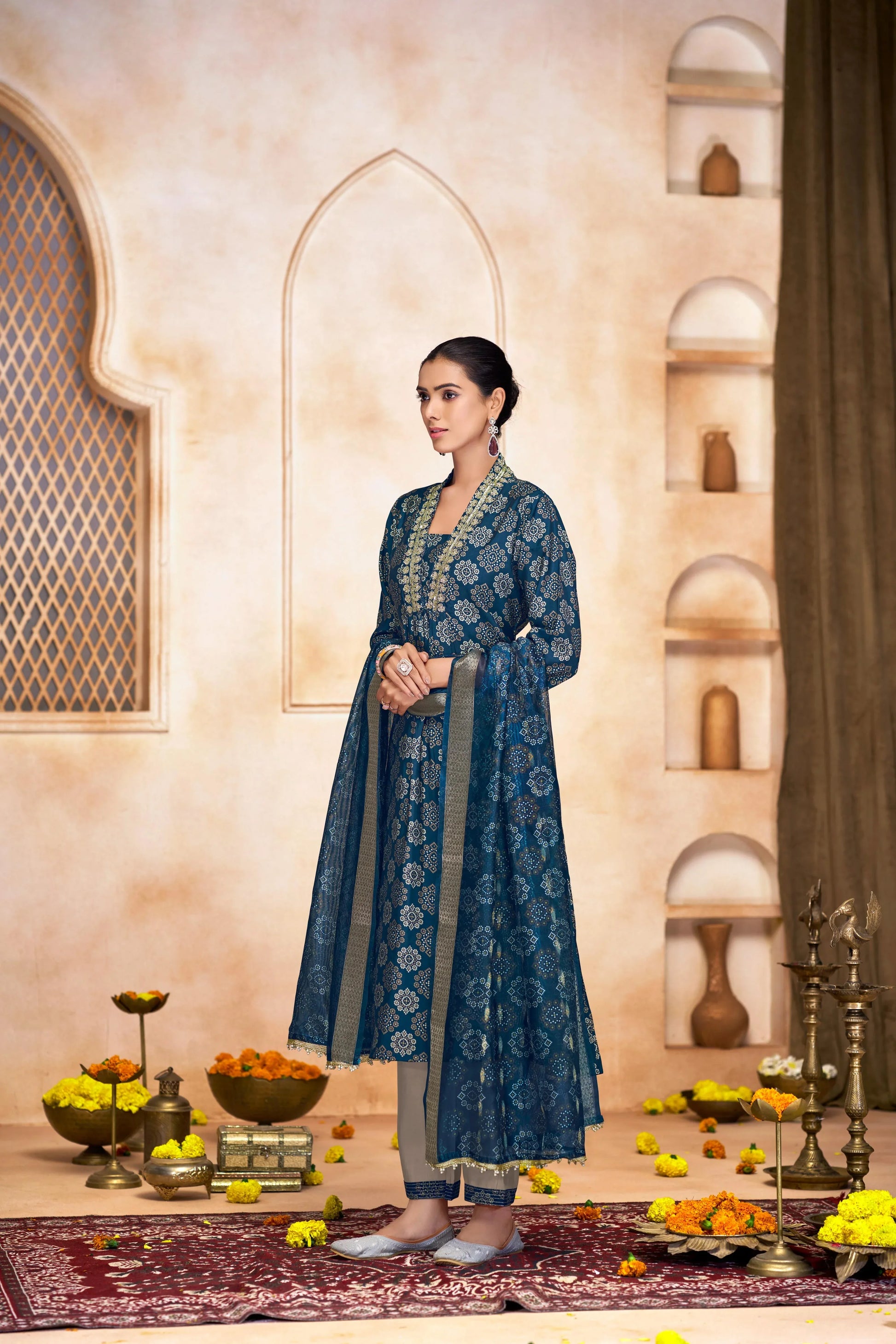 Rashmi Black & Blue Kurta Dupatta Set – Stylish Indian Ethnic Outfit - warehousetech13