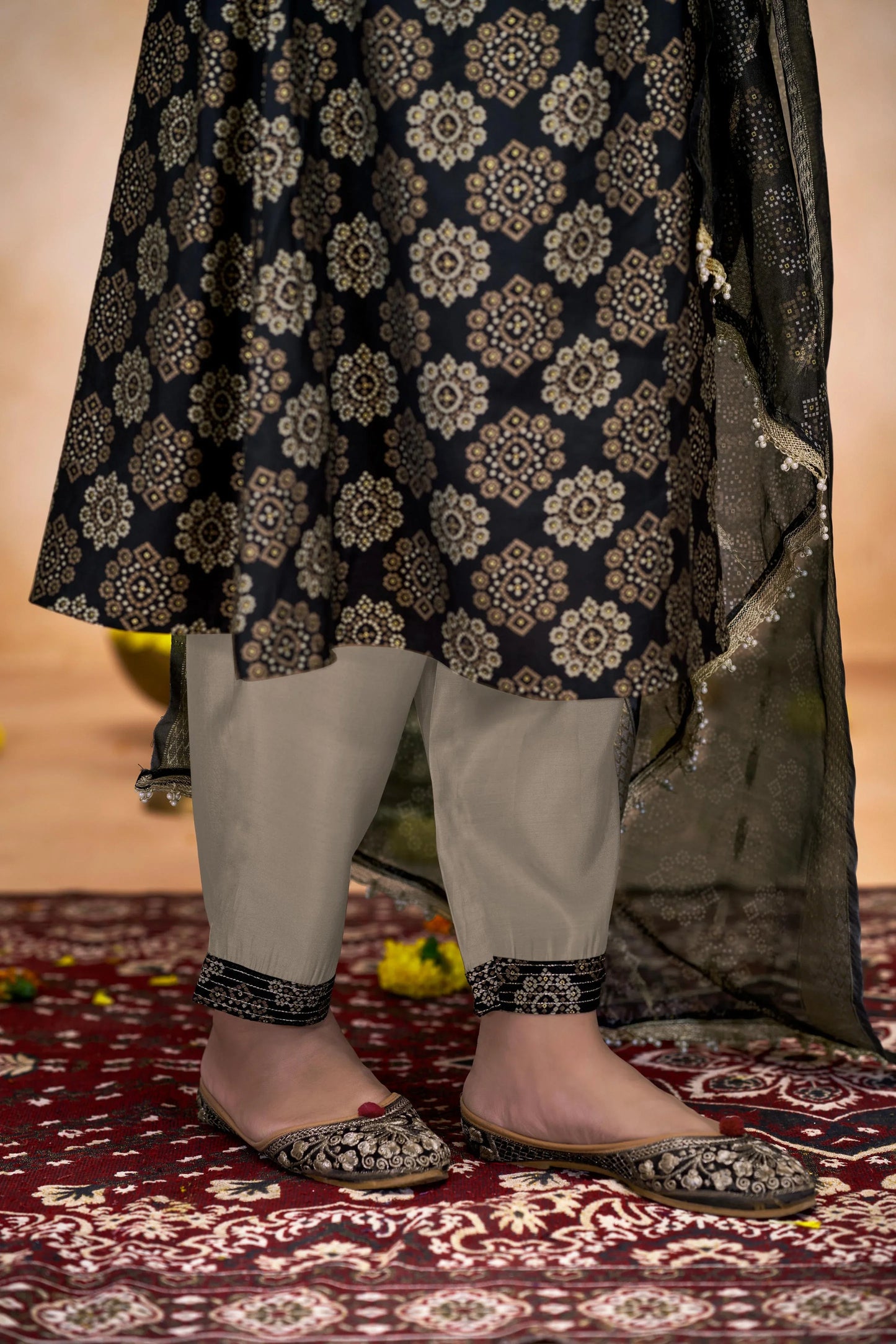 Rashmi Black & Blue Kurta Dupatta Set – Stylish Indian Ethnic Outfit - warehousetech13