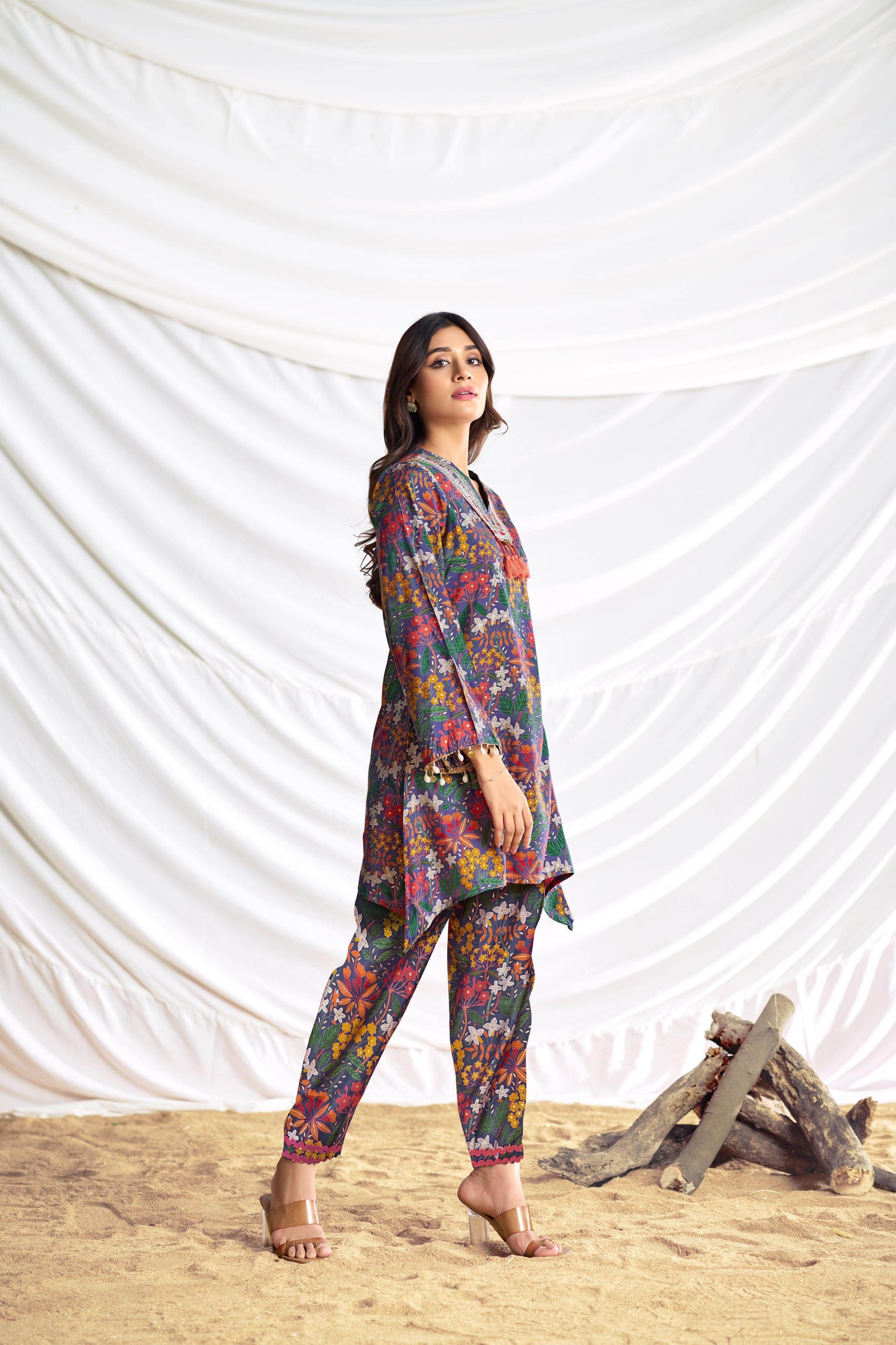 Dharvi Chanderi Fuschia & Blue Co-Ord Set - Elegant Ethnic Wear, Premium Chanderi Fabric