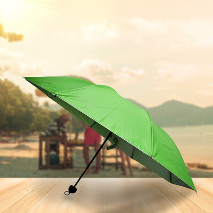 8539 3 Fold Sun Protective Solid Foldable Outdoor Umbrella Portable Sun Uv Protection Lightweight Rain Umbrella With Umbrella Case For Girls Women Men Boys - warehousetech13