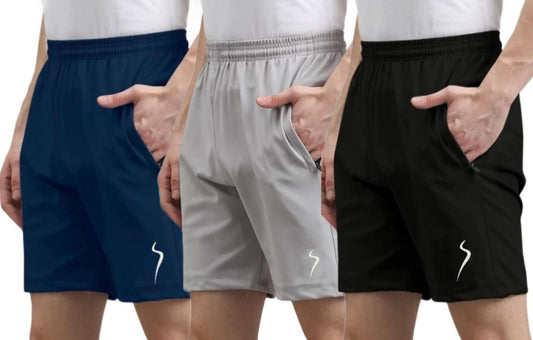 Combo of 3 Men's Cotton Polyester Shorts - warehousetech13