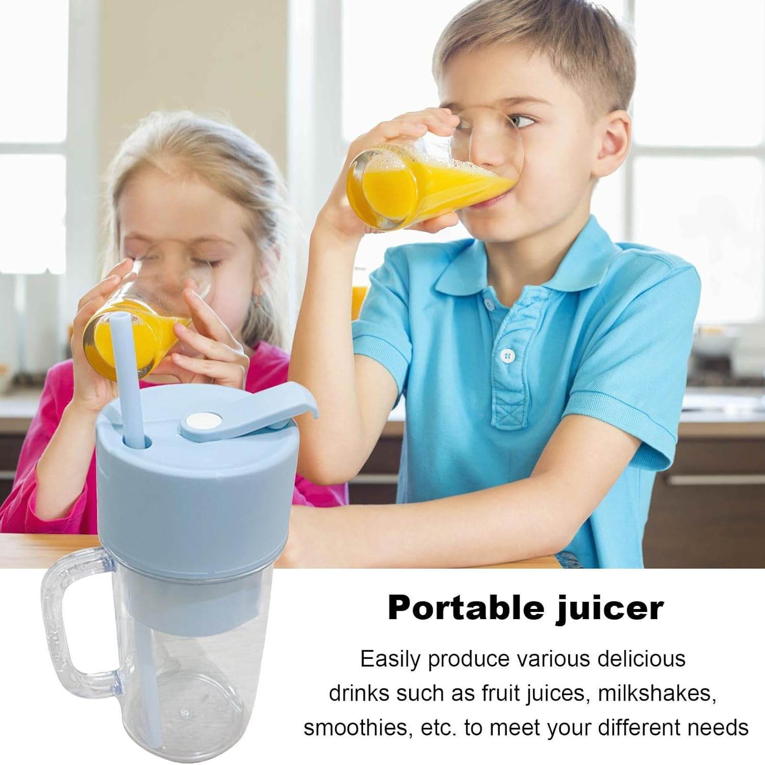2 In 1 Portable Crusher Juicer With Handle Straw For Smoothie Sipper Usb Rechargeable - warehousetech13