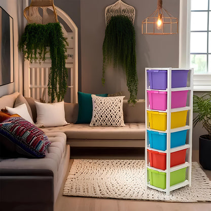 6-layer Multi-colored Plastic Storage Drawer Cabinet - warehousetech13