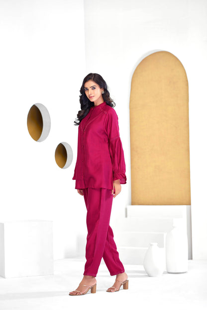 Mahi Red & Purple Cotton Co-Ord Set – Stylish Women’s Ethnic Wear